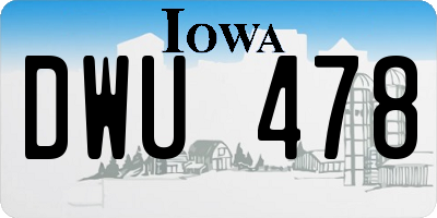 IA license plate DWU478
