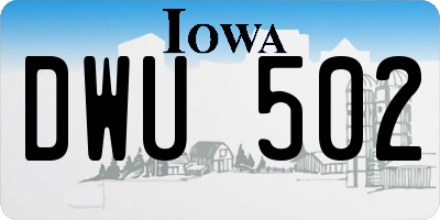 IA license plate DWU502