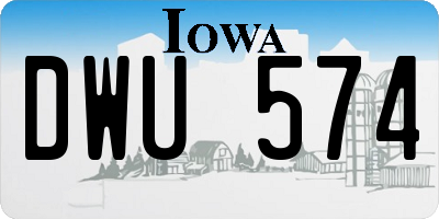 IA license plate DWU574