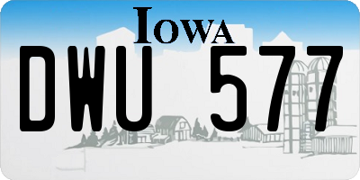 IA license plate DWU577