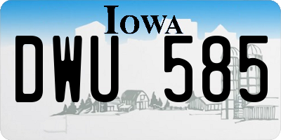 IA license plate DWU585