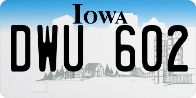 IA license plate DWU602