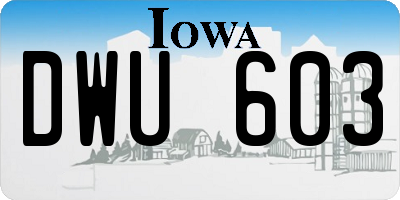 IA license plate DWU603