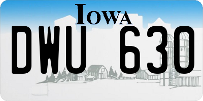 IA license plate DWU630