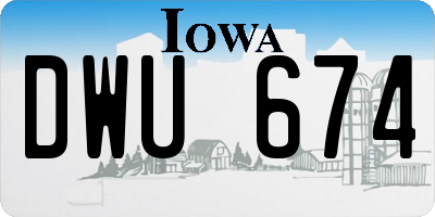 IA license plate DWU674