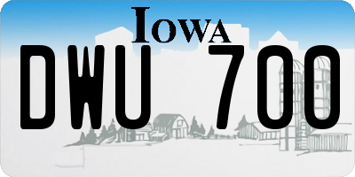 IA license plate DWU700