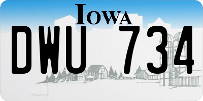 IA license plate DWU734