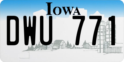 IA license plate DWU771