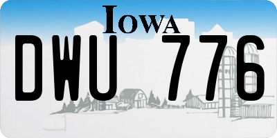 IA license plate DWU776