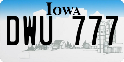 IA license plate DWU777