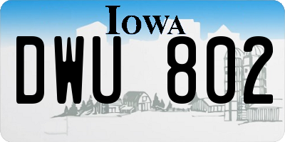 IA license plate DWU802