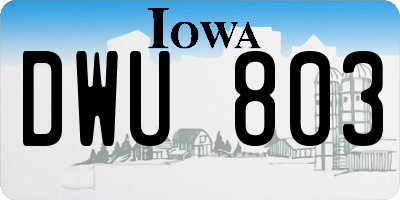 IA license plate DWU803