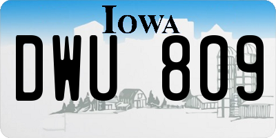 IA license plate DWU809