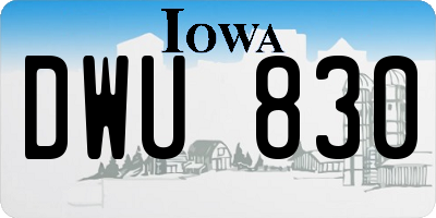 IA license plate DWU830
