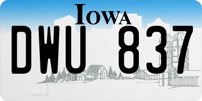 IA license plate DWU837