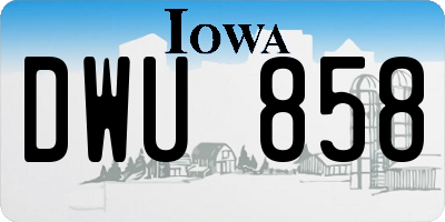 IA license plate DWU858