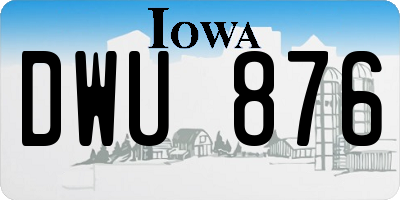 IA license plate DWU876