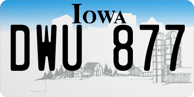 IA license plate DWU877