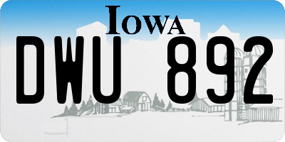 IA license plate DWU892