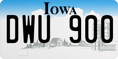 IA license plate DWU900