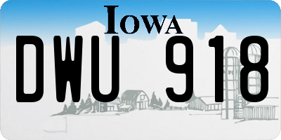 IA license plate DWU918