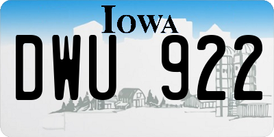 IA license plate DWU922