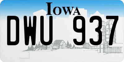 IA license plate DWU937