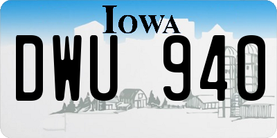 IA license plate DWU940