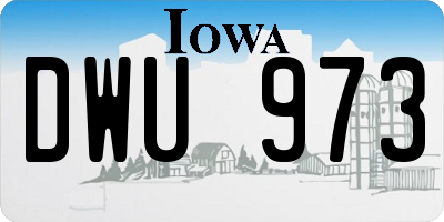 IA license plate DWU973