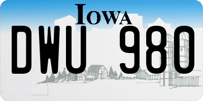 IA license plate DWU980