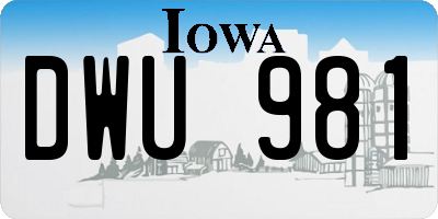 IA license plate DWU981