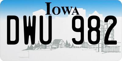 IA license plate DWU982