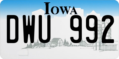 IA license plate DWU992