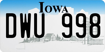 IA license plate DWU998