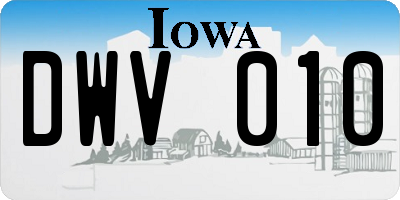 IA license plate DWV010