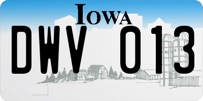 IA license plate DWV013