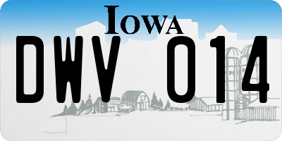IA license plate DWV014
