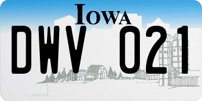 IA license plate DWV021