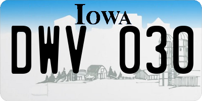 IA license plate DWV030