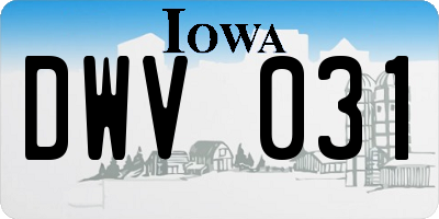 IA license plate DWV031