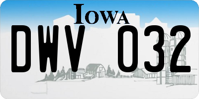 IA license plate DWV032