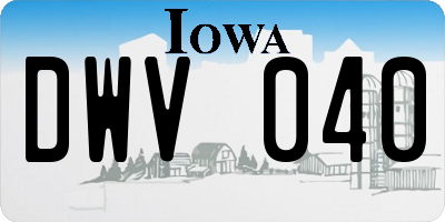 IA license plate DWV040