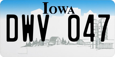IA license plate DWV047