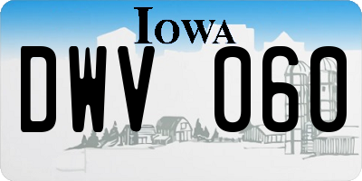 IA license plate DWV060