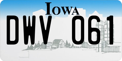 IA license plate DWV061