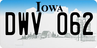 IA license plate DWV062