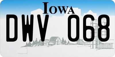 IA license plate DWV068