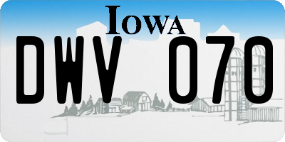 IA license plate DWV070