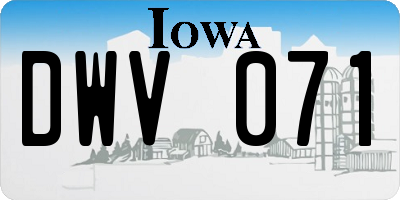 IA license plate DWV071