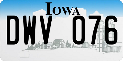 IA license plate DWV076
